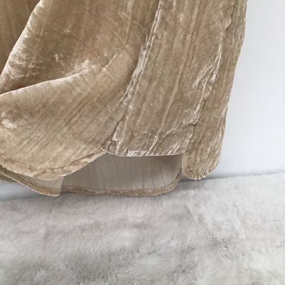 Anthropologie Floreat Crinkle Velvet Dress Casual Career Champagne Size XS - Picture 7 of 10